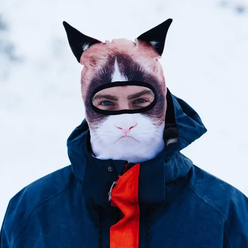 Vista 2 de BEARDOWEAR Máscara de esquí con cabeza de gato enojado unisex con impresión realista.