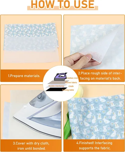 Vista 6 de PLANTIONAL Interfaz fusible no tejido no tejido blanco ligero para planchado: 16.5 "x 30yds Interfaz no tejida de peso ligero en poliéster de una