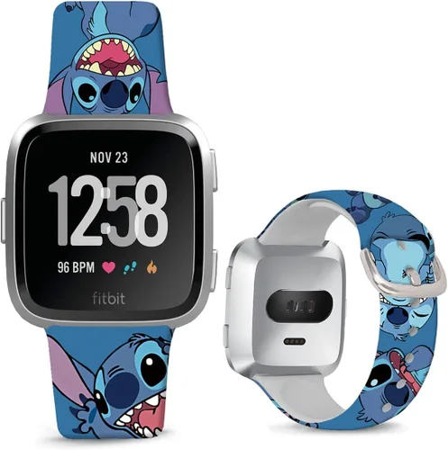 Vista 16 de Correas de reloj de silicona suave compatibles con Fitbit Versa 2/Versa/Fitbit Versa Lite/SE, correa de repuesto con bonito patrón floral de 0.98