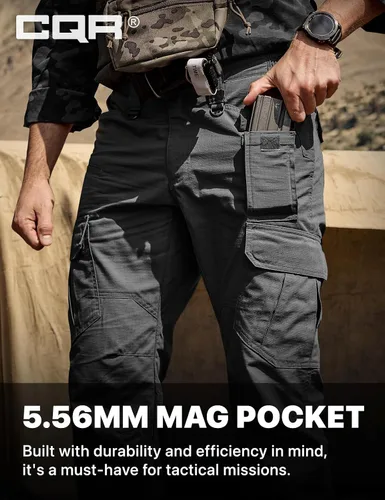 Vista 6 de CQR Pantalones tácticos para hombre, resistentes al agua, pantalones cargo Ripstop, ligeros EDC trabajo, senderismo, ropa para exteriores