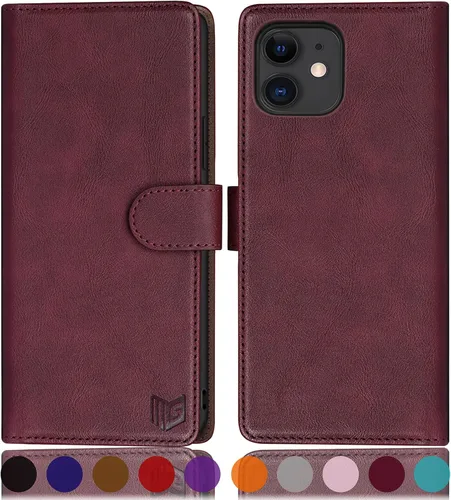 Vista 12 de SUANPOT Funda de piel tipo cartera para iPhone 11 de 6.1 pulgadas (Non 11 Pro de 5.8 pulgadas) con bloqueo RFID, tarjetero de crédito, funda