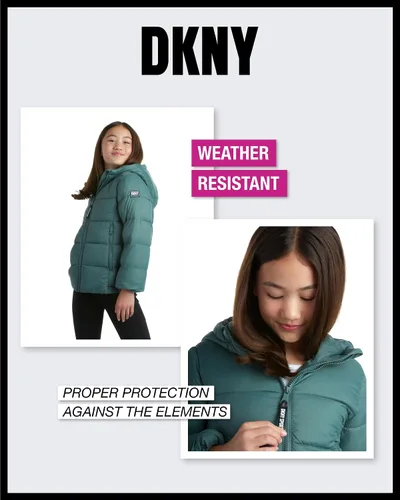 Vista 4 de DKNY Chaqueta de niña - Abrigo ligero acolchado - Abrigo casual para niñas (7-16)