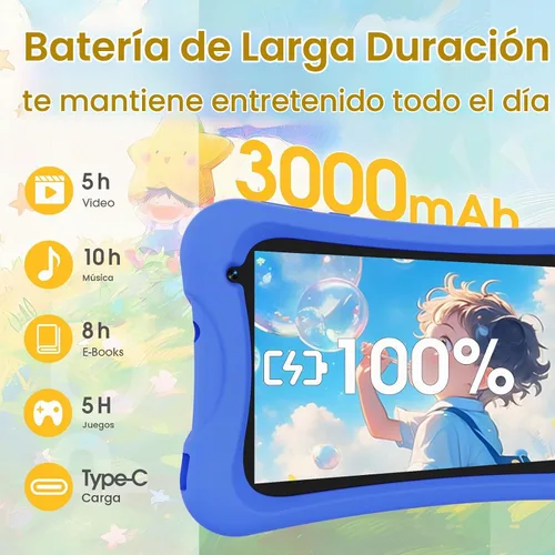 Vista 4 de DigiLand Tablet para niños de 7 pulgadas, Android 15 tabletas con funda protectora, 4 GB de RAM+32 GB de ROM, pantalla IPS de 1024 x 600, cámara Azul