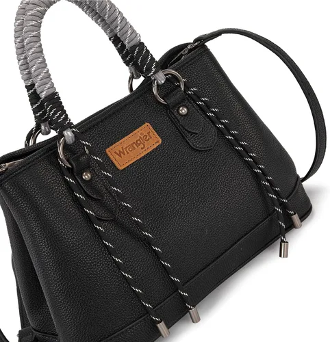 Vista 7 de Wrangler 2pcs Tote Bag Set Braided Rope Top Handle and Classic Tote