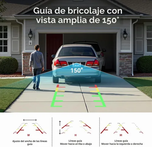 Vista 4 de FEISIKE Cámara de respaldo, visión nocturna IR 1080P con monitor, cámara de visión trasera plug-play fácil de instalar, gran angular de 150 grados