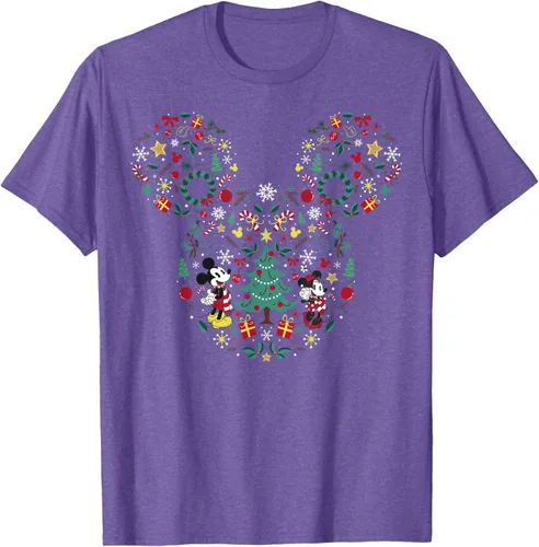 Vista 8 de Disney Mickey y Minnie Mashup Navideño Camiseta de Manga Corta Negro