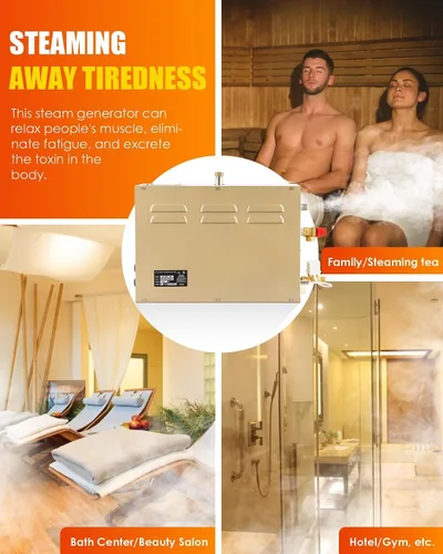 Vista 4 de CGOLDENWALL Generador de Vapor Comercial Autodrenante de 5KW Sistema de Ducha Generador de Baño de Vapor Doméstico Spa de 30 min a 12 Horas