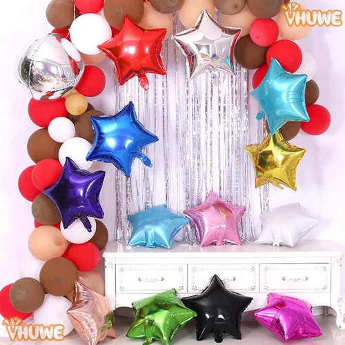 Vista 16 de Globos de estrella beige de 18 pulgadas, 10 globos de Mylar de forma estrella beige con revestimiento metálico de helio para decoraciones de fiesta
