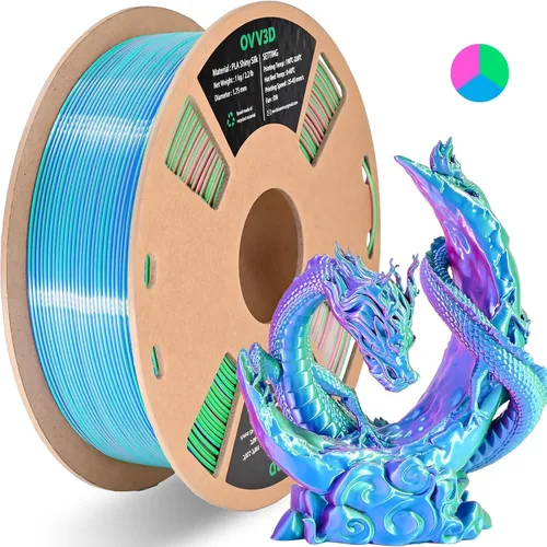 Vista 11 de OVV3D - Filamento PLA para impresora 3D de 8.82 oz x 4 bobinas, PLA Transparente Pla Multicolor