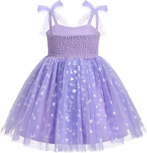 Vista 2 de Vestido tutú de verano para niñas pequeñas, sin espalda, vestido de princesa para fiesta de cumpleaños, lentejuelas con volantes, tul con lazo