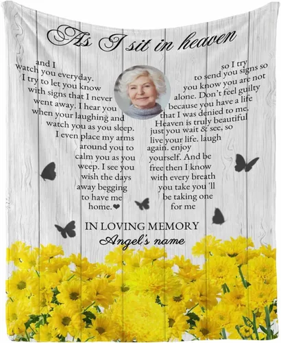 Vista 33 de Manta de memoria amorosa personalizada, no Longer be My Side but Forever in My Heart