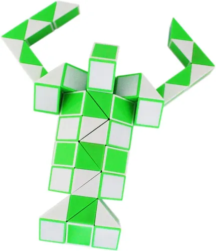 Vista 5 de Mipartebo Magic Snake Cube Twist Puzzle 72 Cuñas Tamaño Grande Verde Juguetes para ansiedad con forma de serpiente, regalos de fiesta para niños