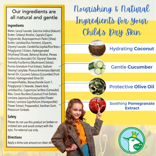 Vista 3 de Loción para niños, hidratante natural de uso diario, a base de plantas, loción calmante hidratante y no tóxica para niños, probada por dermatólogos