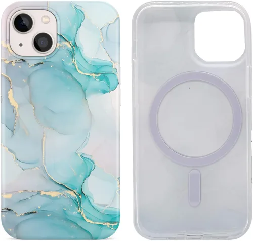 Vista 9 de Funda magnética para iPhone 13 y iPhone 14 de 6.1 pulgadas, compatible con carga MagSafe de poliuretano termoplástico suave, delgada, a prueba