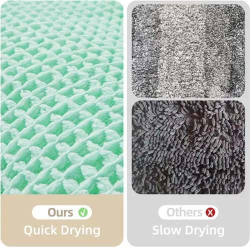 Vista 6 de TYUU Tapete de baño estilo gofre, tapete de baño bohemio, antideslizante, lavable, súper absorbente, de secado rápido, bonito tapete de baño