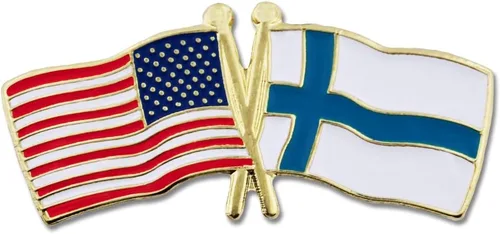 Vista 67 de PinMart Pin de solapa esmaltado con bandera de la amistad cruzada de Estados Unidos y el mundo