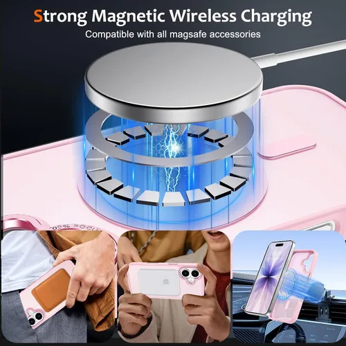 Vista 1175 de Anuck - Funda magnética para iPhone 11 compatible con MagSafe, carcasa trasera mate translúcida dura, borde de TPU, delgada, resistente a impactos