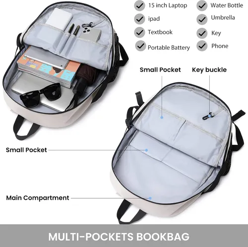 Vista 7 de MIRLEWAIY Mochila casual universitaria, ligera, mochila de trabajo para adolescentes, niñas, niños, mujeres y hombres, M, Mochilas de viaje
