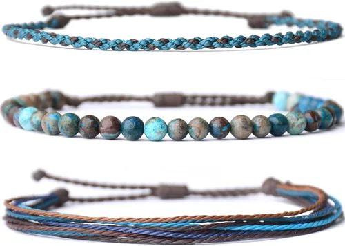 Vista 20 de Pulsera curativa hecha a mano con cuentas de piedra natural, regalo para hombres, pulsera de cuerda ajustable