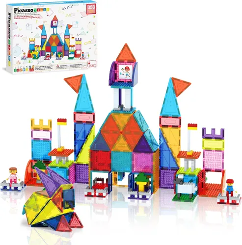 Vista 10 de PicassoTiles Bloques de construcción magnéticos Azulejos de ladrillo STEM creativos azulejos magnéticos Set de complementos de construcción Juguete