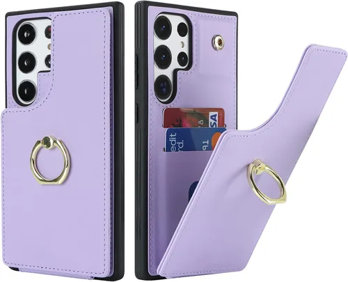 Vista 32 de Lipvina Funda para Samsung Galaxy A03s con tarjetero, Galaxy A03s Funda tipo cartera para mujer, tarjetero de crédito, soporte de anillo, fundas