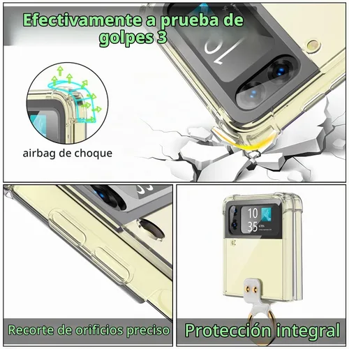 Vista 3 de Diseñada para Samsung Galaxy Z Flip 4 funda transparente con anillo, anticaídas a prueba de golpes, funda protectora compatible con Galaxy Z Flip 4