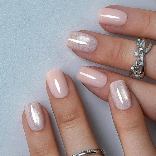 Vista 11 de CurvLife Uñas a presión de almendras medianas, color blanco lechoso A9 - Susurro de crema