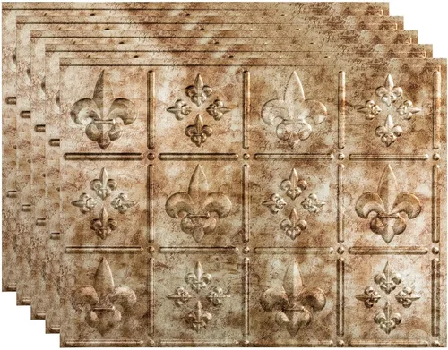 Vista 27 de FASÄDE Fleur-de-lis - Panel decorativo de vinilo decorativo para salpicaduras de 18 x 24 pulgadas en cobre piedra lunar (paquete de 5)