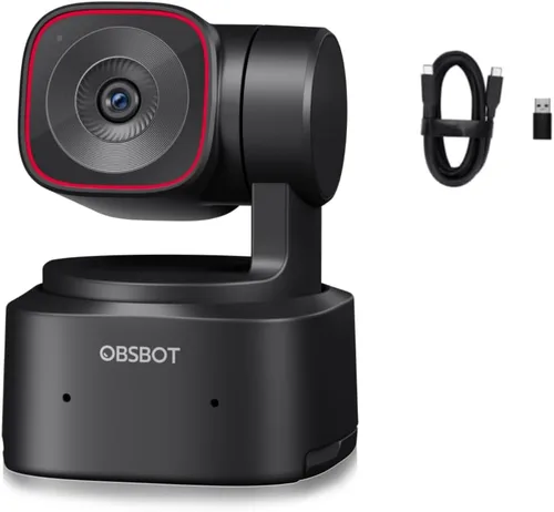 Vista 11 de OBSBOT Tiny 2 - Cámara web PTZ 4K con alimentación de IA, enfoque 4 veces más rápido, CMOS de 1/1.5", USB 3.0, transmisión de datos 10 veces más