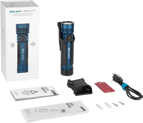 Vista 9 de OLIGHT Seeker 4 Pro - Linternas recargables de 4600 lúmenes, luz brillante de alta potencia con funda USB C, impermeable IPX8 para emergencias, Azul