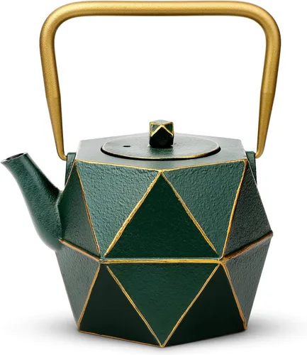 Vista 16 de Toptier Tetera con Infusor Extraíble, Hervidor de Té de Hierro Fundido Apto para Estufa, Diseño Cilíndrico de Geometría Sólida, Tetera Recubierta