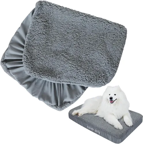 Vista 8 de Moonsea Fundas de cama para perro, repuesto de felpa suave, lavable, forro impermeable para cama de perro, color gris, funda de colchón