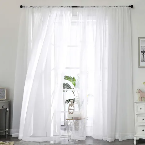 Vista 16 de OWENIE White Sheer Curtains 96 Inches Long 2 Panels for Living Room 52 Wide