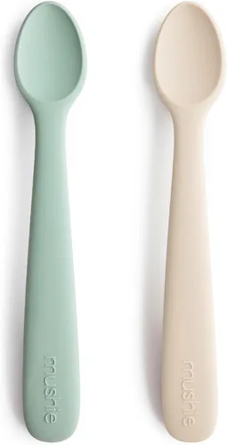 Vista 13 de mushie Cucharas de silicona para bebés Paquete de 2 (rubor/arena cambiante)