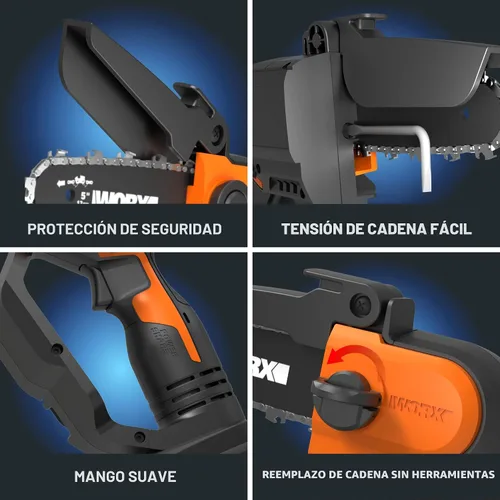 Vista 7 de [Usado] WORX WG324.9 20V Power Share Sierra de poda inalámbrica de 5 pulgadas, solo herramienta, negro y naranja