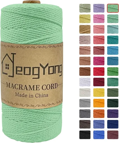 Vista 29 de JeogYong Cuerda de macramé de 0.078 pulgadas x 218 yardas, cuerda de algodón natural torcida de 3 hebras, cuerda de algodón de color para colgar