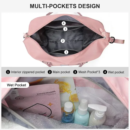 Vista 4 de Sport Travel Duffle Bag Large Gym Tote Bag for Women, Weekender Bag Carry on Bag for Airplane, Ladies Beach Bag Overnight Bag Waterproof Bag Luggage