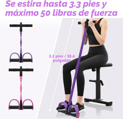 Vista 7 de Pedal Resistance Band with Handle, 6-Tube Elastic Foot Pedal Resistance Band, Natural Rubber Ankle Puller Sit-up Exercise, Multifunction Fitness