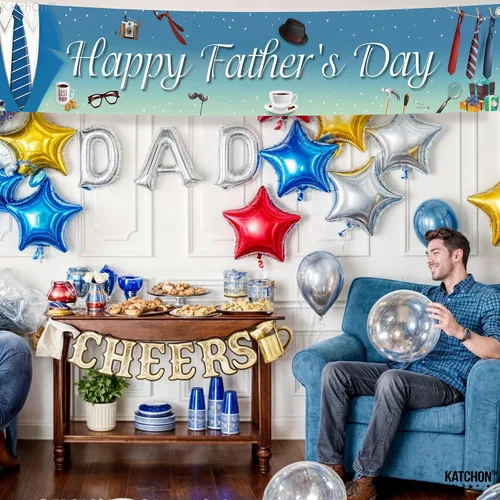 Vista 5 de KatchOn, Cartel de feliz día del padre – XL, 120 x 20 pulgadas Cartel del Día del Padre para decoración del día del padre para fiesta Telón