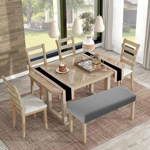 Vista 8 de YISUN - Fundas impermeables para banco de comedor, funda elástica de jacquard para banco, antipolvo, desmontable, lavable, protector de asiento