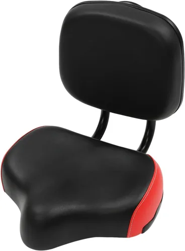 Vista 10 de Asiento de bicicleta con respaldo de gran tamaño, cómodo, repuesto de silla de montar de bicicleta, espuma viscoelástica suave, acolchado de piel