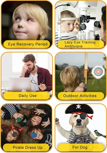 Vista 4 de 6 Piezas Parche para Ojos, Parche Ocular Ajustable para Ojo Izquierdo y Derecho, Parches Médicos para Ojos para Adultos y Niños Ojo Perezoso Disfraz
