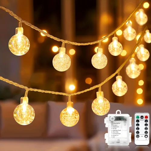 Vista 10 de Metaku Guirnalda de luces de globo blanco frío de 16 pies, 50 LED y control