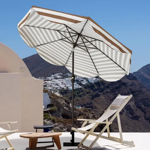 Vista 2 de Tempera Sombrillas de mesa festoneadas de 9 pies con inclinación automática para patio, con toldo resistente a la decoloración, 8 barras