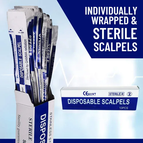 Vista 4 de MedHelp Escalpelos Desechables 10 - Herramienta de Dermaplaning Escalpelos 10 con Mango de Plástico, Hojas de Dermablade de Acero de Alto Carbono