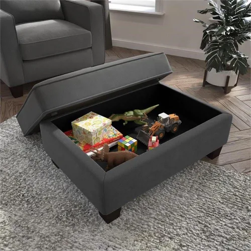 Vista 4 de Bush Home Otomana con almacenamiento, reposapiés para sala de estar con tapicería de tela apta para mascotas, moderna, colección Stockton, espiga