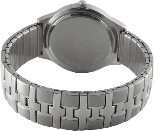 Vista 2 de Timetech - Reloj de pulsera de expansión de acero inoxidable con esfera texturizada plateada para hombre, plateado