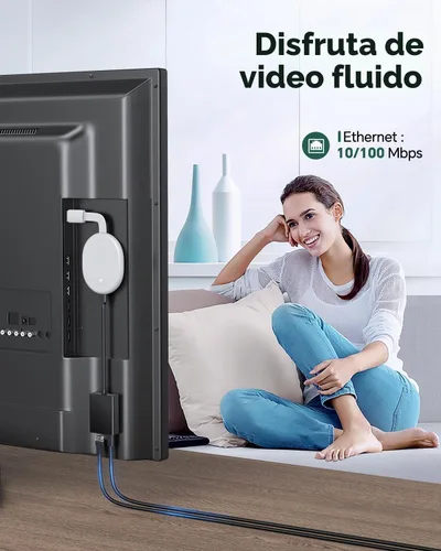 Vista 3 de ZEXMTE Adaptador USB C a Ethernet para Chromecast con Google TV, adaptador de red Ethernet USB C a Rj45, compatible con Chromecast Google TV
