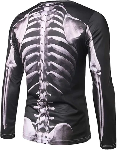 Vista 2 de GRAJTCIN Camiseta unisex de manga larga con esqueleto con estampado 3D
