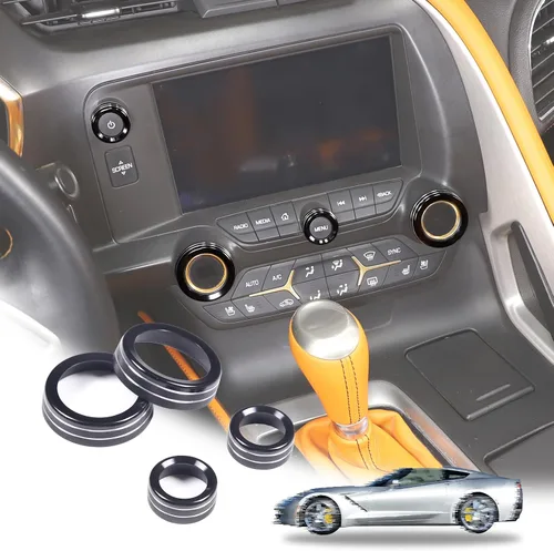 Vista 9 de Cobertura de Botón de Perilla de Volumen de AC para Consola Central Compatible con Chevrolet Corvette C7 2014-2019 Aleación de Aluminio Cobertura